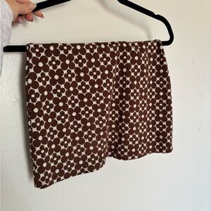 Hollister Brown+White Floral Mini Skirt